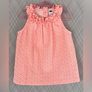 Janie and Jack - Girls peach ruffle neckline sleeveless top (Size 5t)